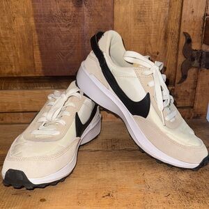 Nike Cream and Black Athletic Shoes
